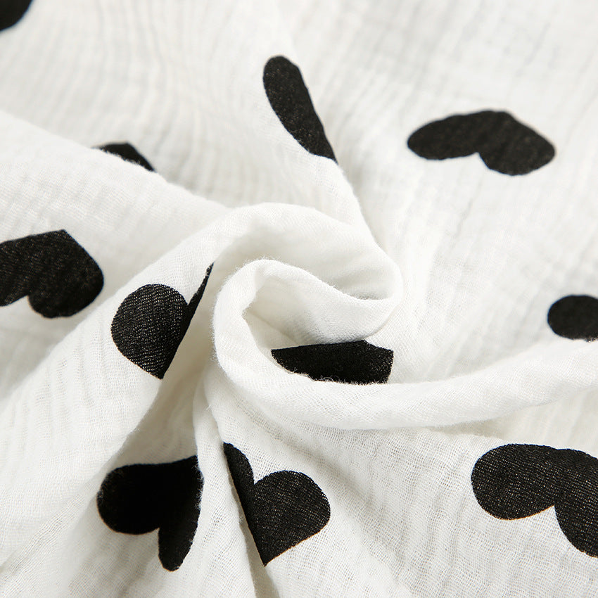 Dame afslappet hjerte mønster pyjamasæt med volangdetaljer Stilla