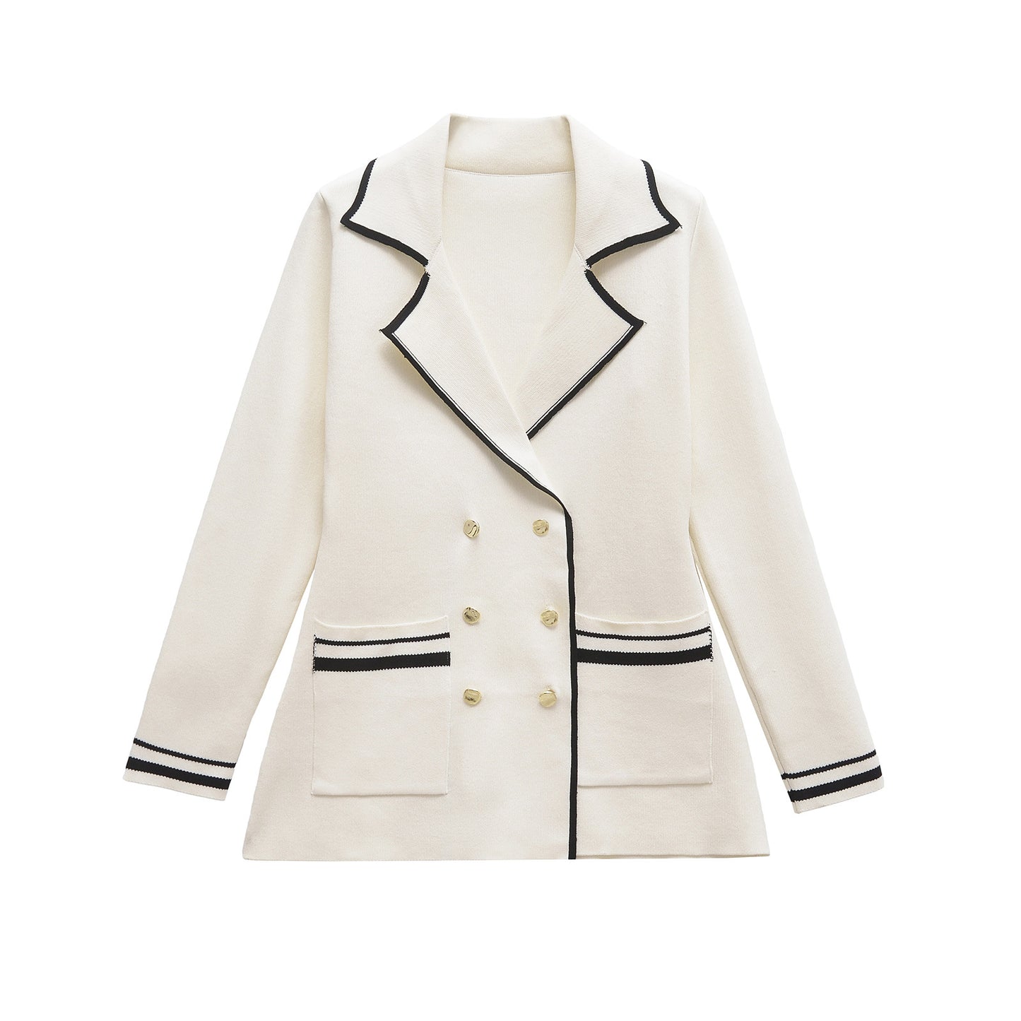 Dame Dobbelt-Matched Skræddersyet Blazer med Kontrastpiping Stilla