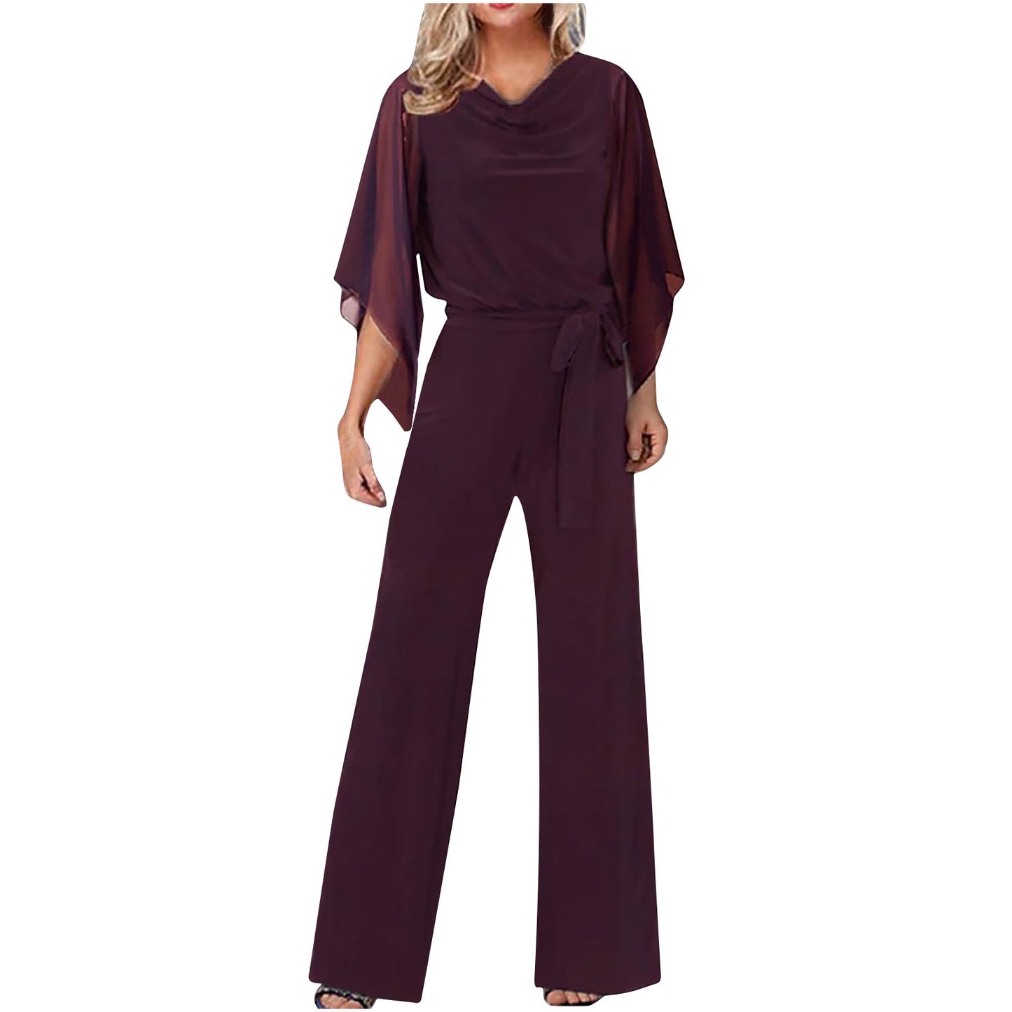 Dame Elegant Jumpsuit med flydende overdel og bred ben Stilla