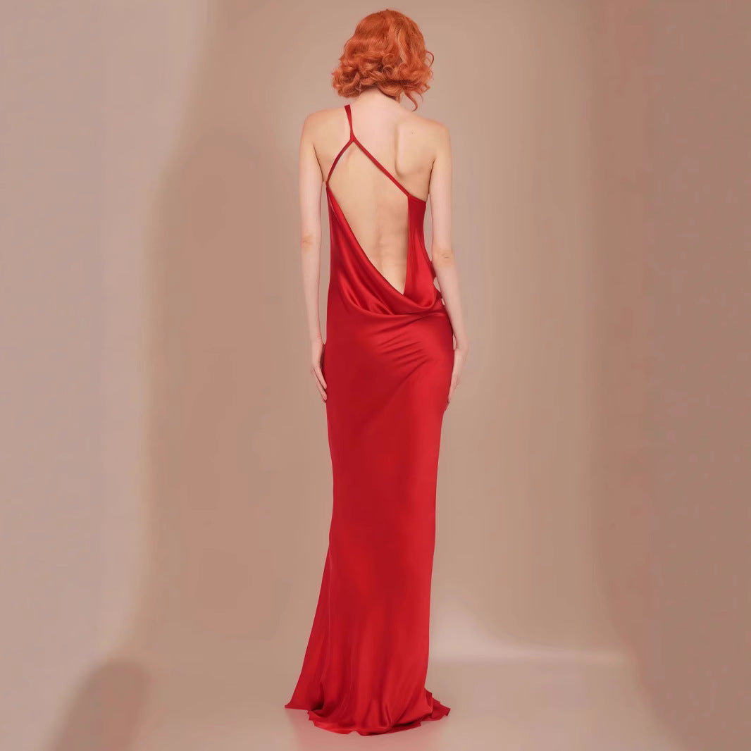 Dame elegant aftenkjole med asymmetrisk strop Stilla