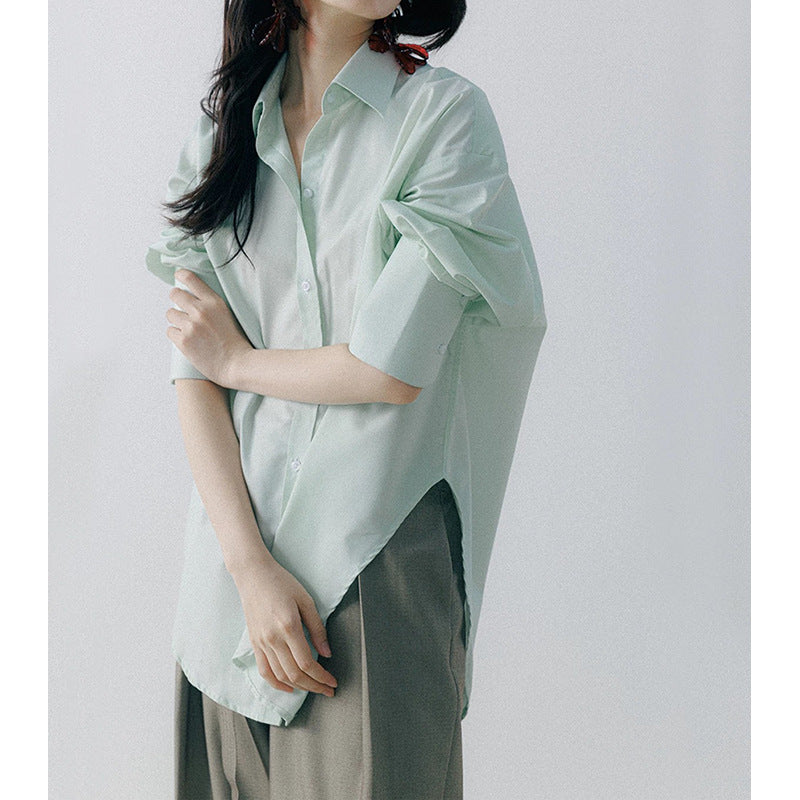 Dame elegant bomuldsbluse med oversized schnit og afslappet stil Stilla