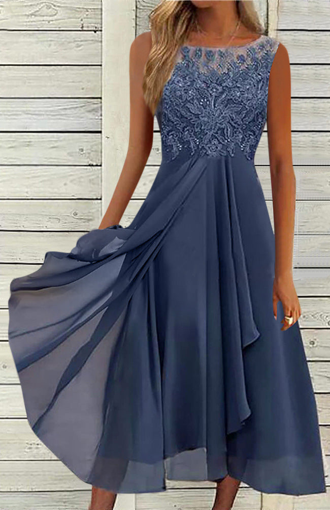 Dame elegant cocktailkjole med kunstneriske spids detaljer Stilla