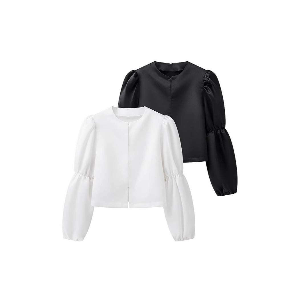 Dame elegant bluse med ballonformede ærmer og moderne snit Stilla