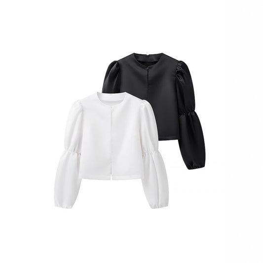 Dame elegant bluse med ballonformede ærmer og moderne snit Stilla