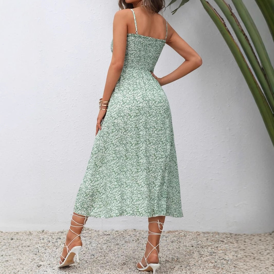 Dame Elegant Blomster Wrap-Midi-Kjole Stilla