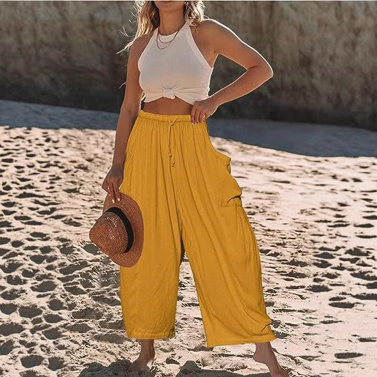 Dame afslappede chinos med høj talje og praktiske sidelommer Stilla