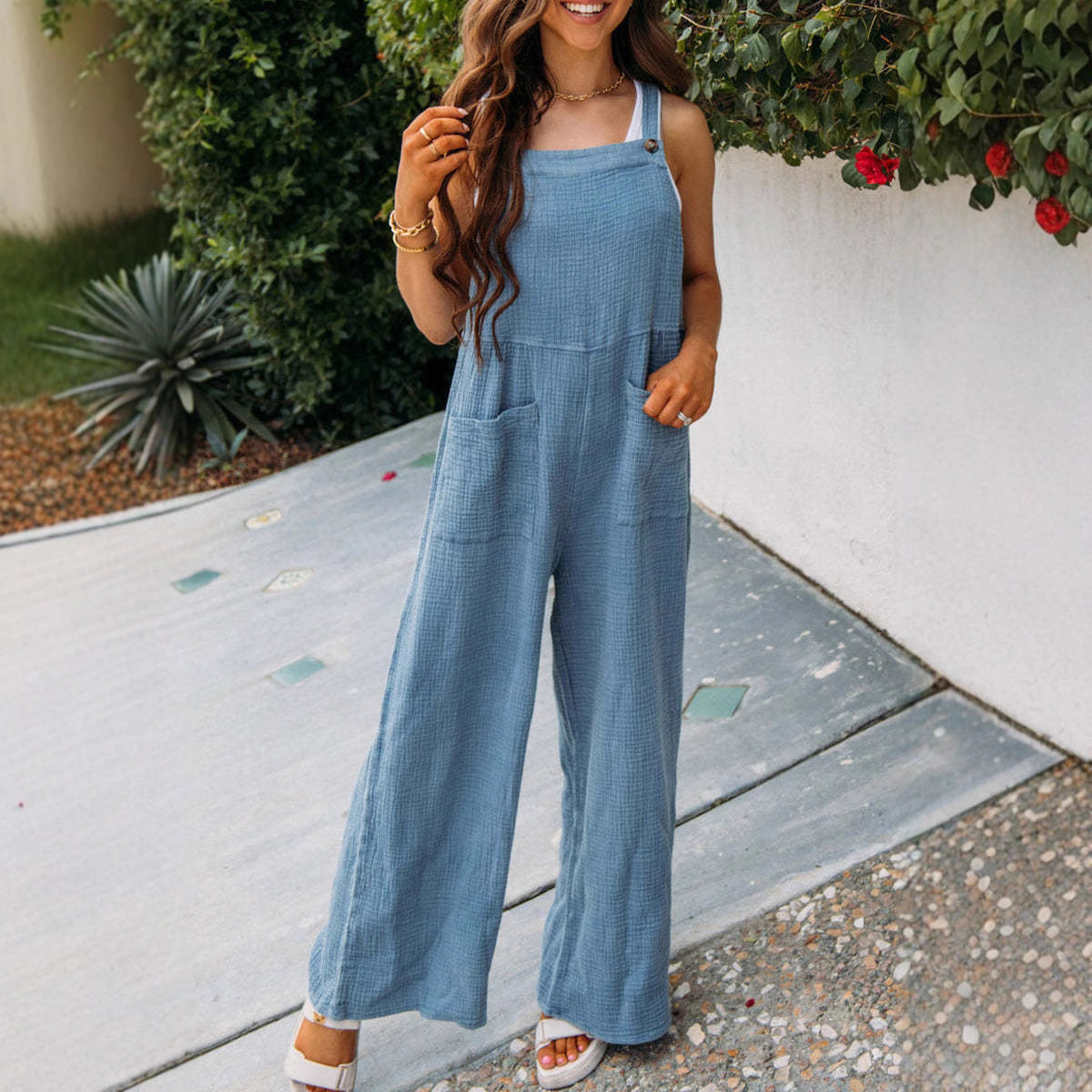 Dame Casual Jumpsuit med lommer og justerbare stropper Stiila