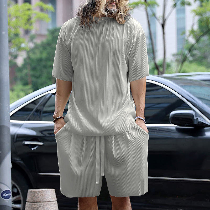 Herrer afslappet sæt lavet af åndbart materiale med kortere top og elastiske shorts Stilla