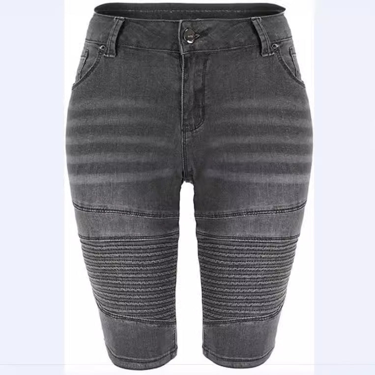 Dame Denim Cykelbukser med modet Biker-detail Stilla