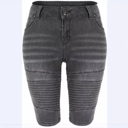 Dame Denim Cykelbukser med modet Biker-detail Stilla