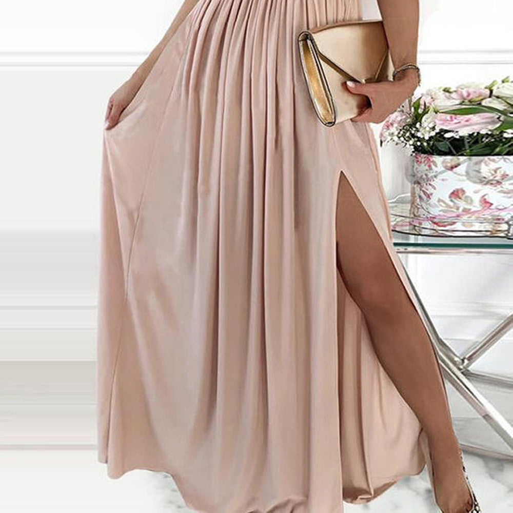 Dame Elegant aftenkjole med skinnende overdel og voluminøs skørt Stilla