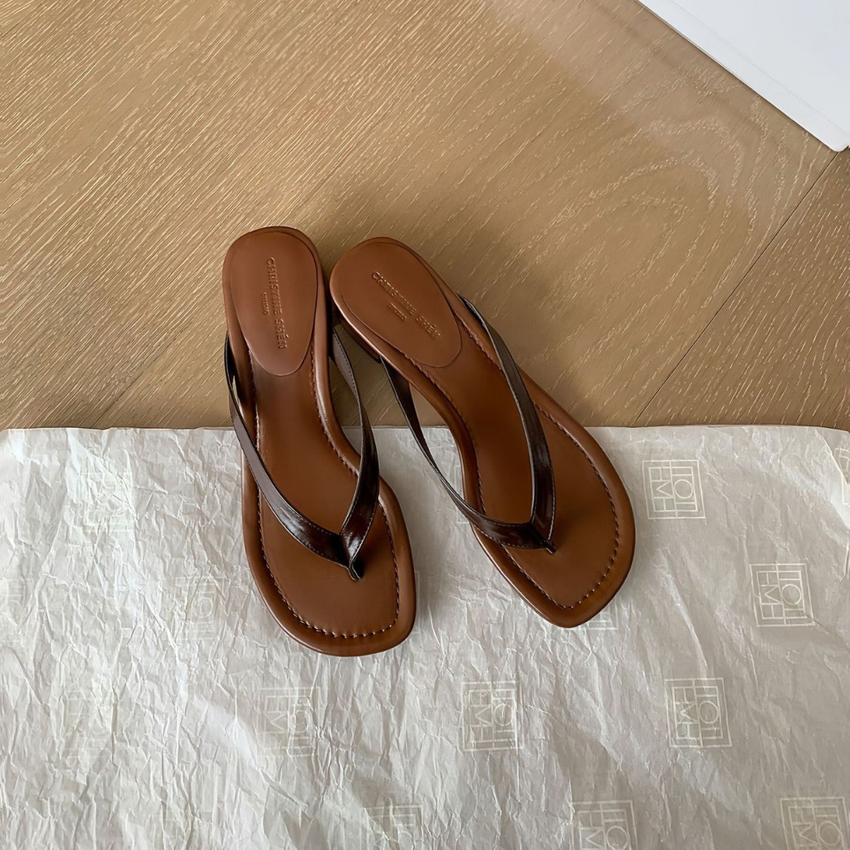 Dame Elegant Blokhæl Flip-Flops Stilla
