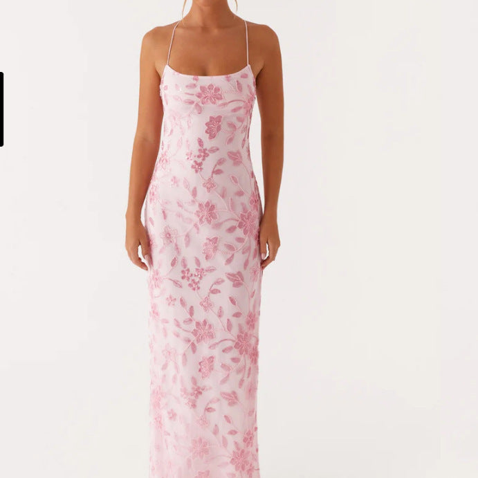 Dame Elegant blomsterkjole med fine spaghetti-stropper Stilla