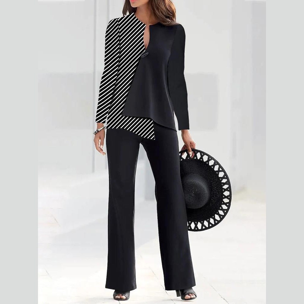 Dame elegant jumpsuit med asymmetrisk snit og lange ærmer Stilla