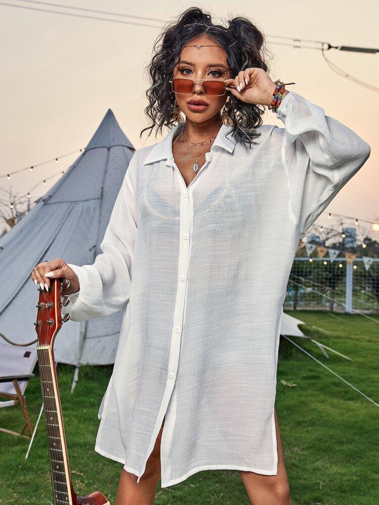 Dame afslappet skjortekjole Stilla