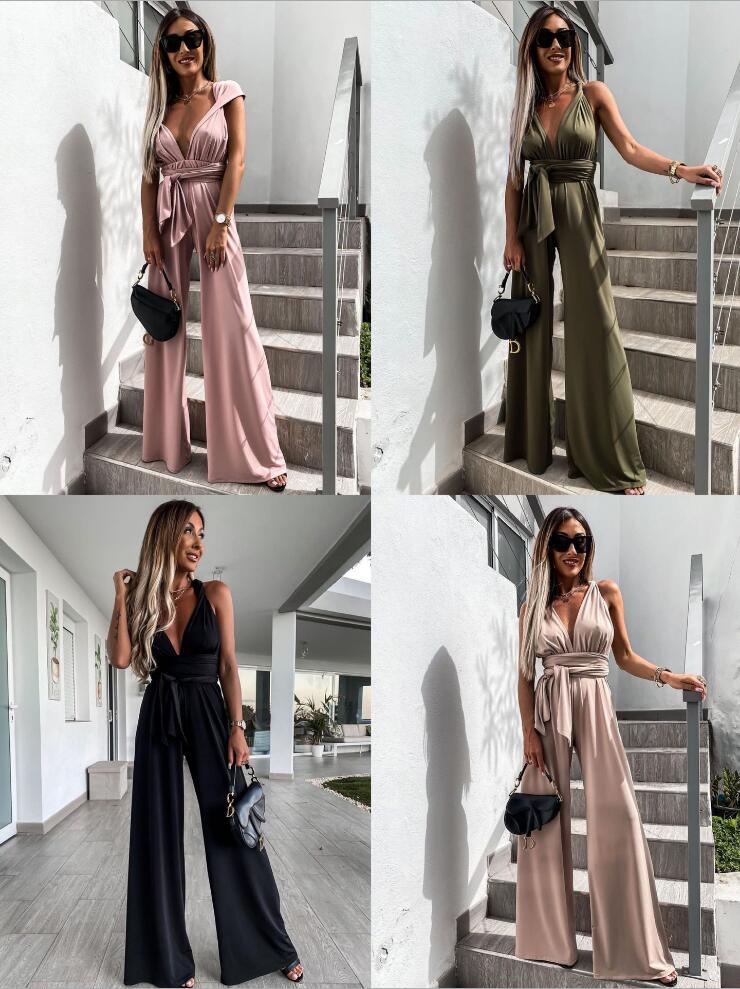 Dame jumpsuit med bredt ben og elegant talje Stilla