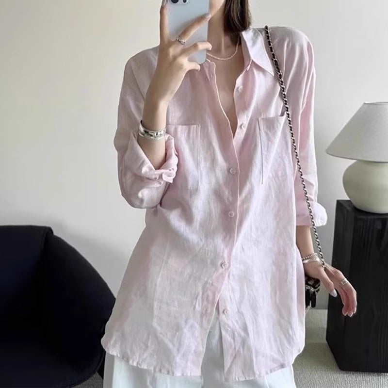 Dame afslappet bluse i let bomuldsblanding med fine knapdetaljer Stilla