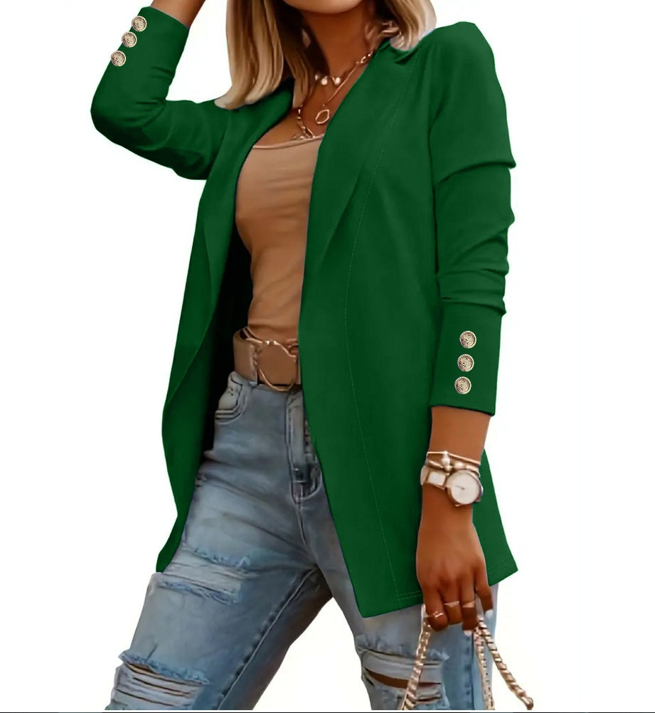 Dame Elegant Blazer med dekorative Knapper Stilla