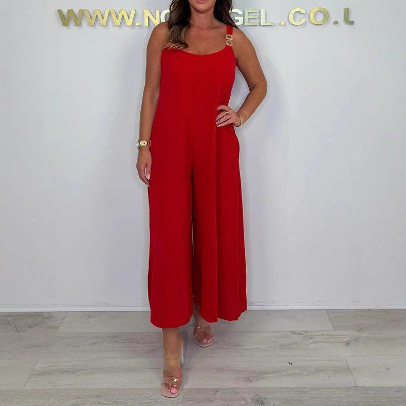 Dame Løs Jumpsuit med delikate stropper og brede ben Stilla