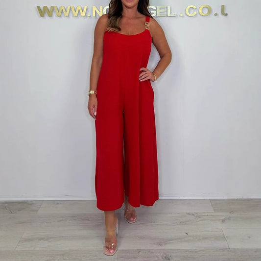 Dame Løs Jumpsuit med delikate stropper og brede ben Stilla