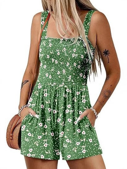 Dame jumpsuit med blomster mønster og praktiske lommer Stilla