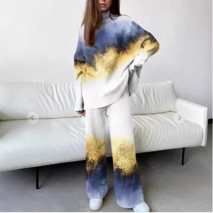 Dame afslappet lounge-sæt med blomsterprint og høj krave Stilla