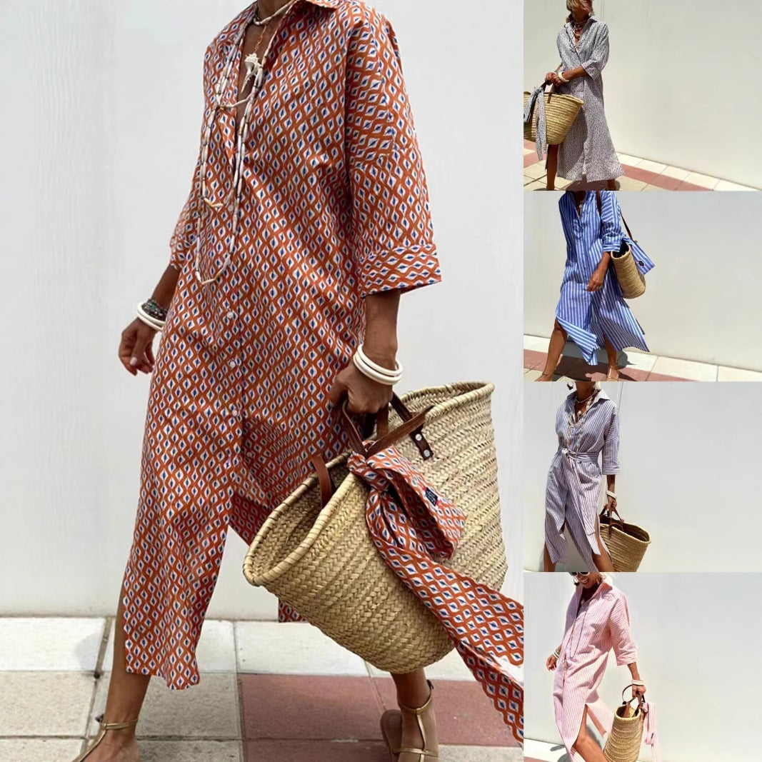 Dame afslappet skjortekjole Stilla