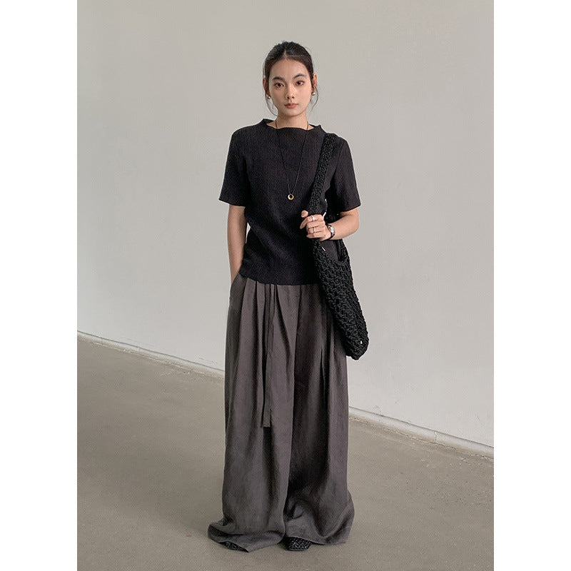 Dame afslappet Relaxed-Fit T-shirt i højkvalitets bomuldsblanding med rund halsudskæring og minimalistisk æstetik Stilla