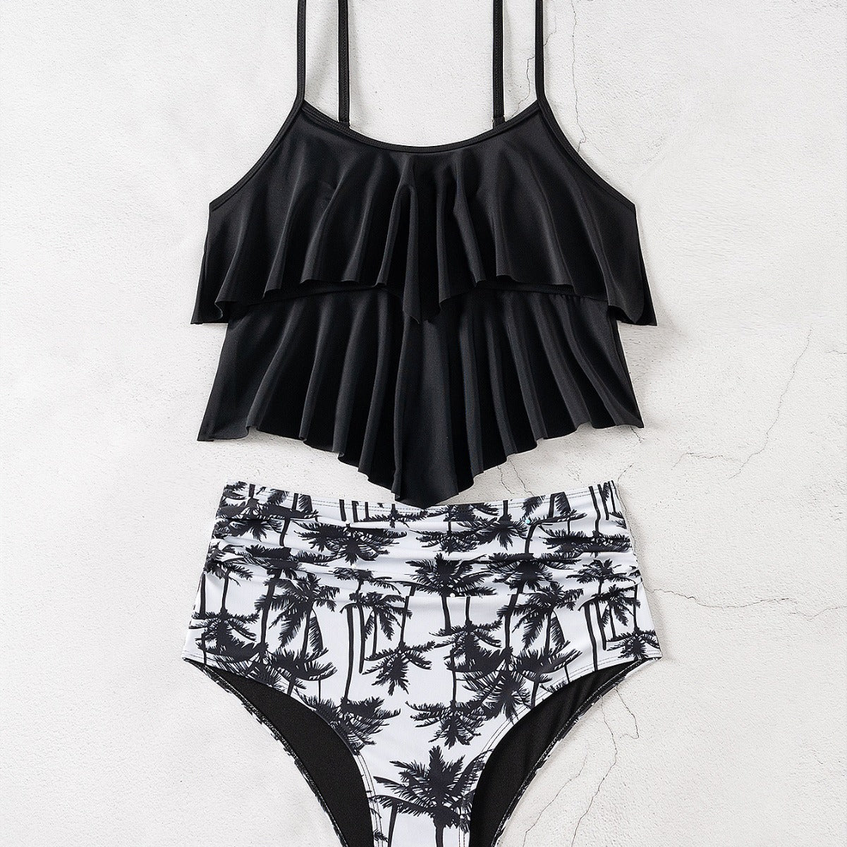 Dame Designer Badedragt med Flæse og PalmTryk Stilla