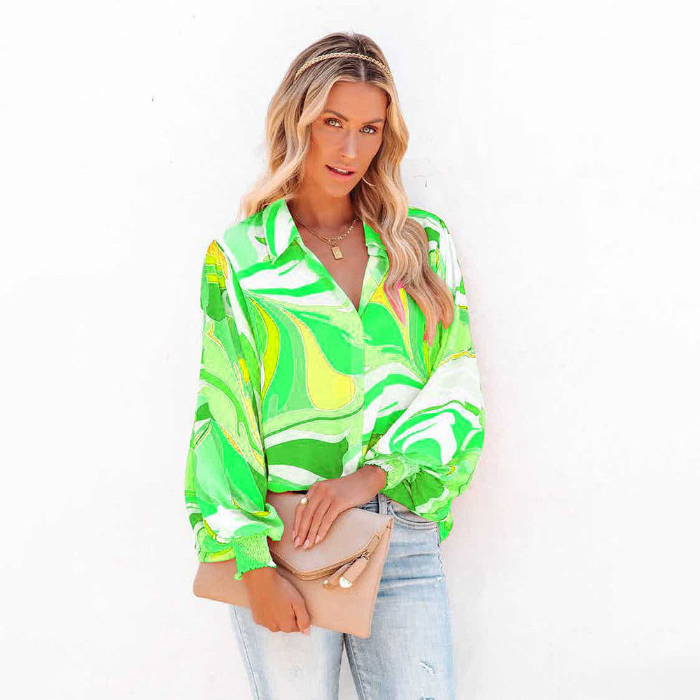 Dame Elegant Bluse med smagfuld farvegradient og voluminøse ærmer Stilla