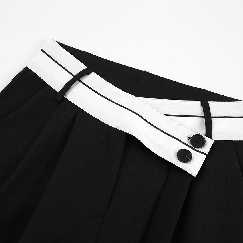 Dame elegant bred bukser med moderne krydsbånds-udseende og høje lommer Stilla