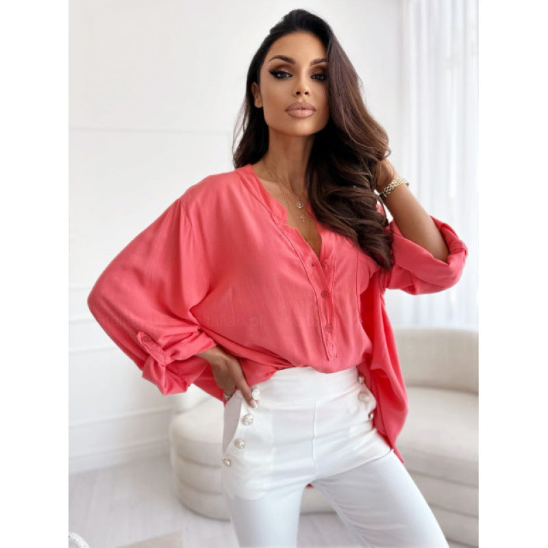 Dame afslappet skjorte med knapliste Stilla