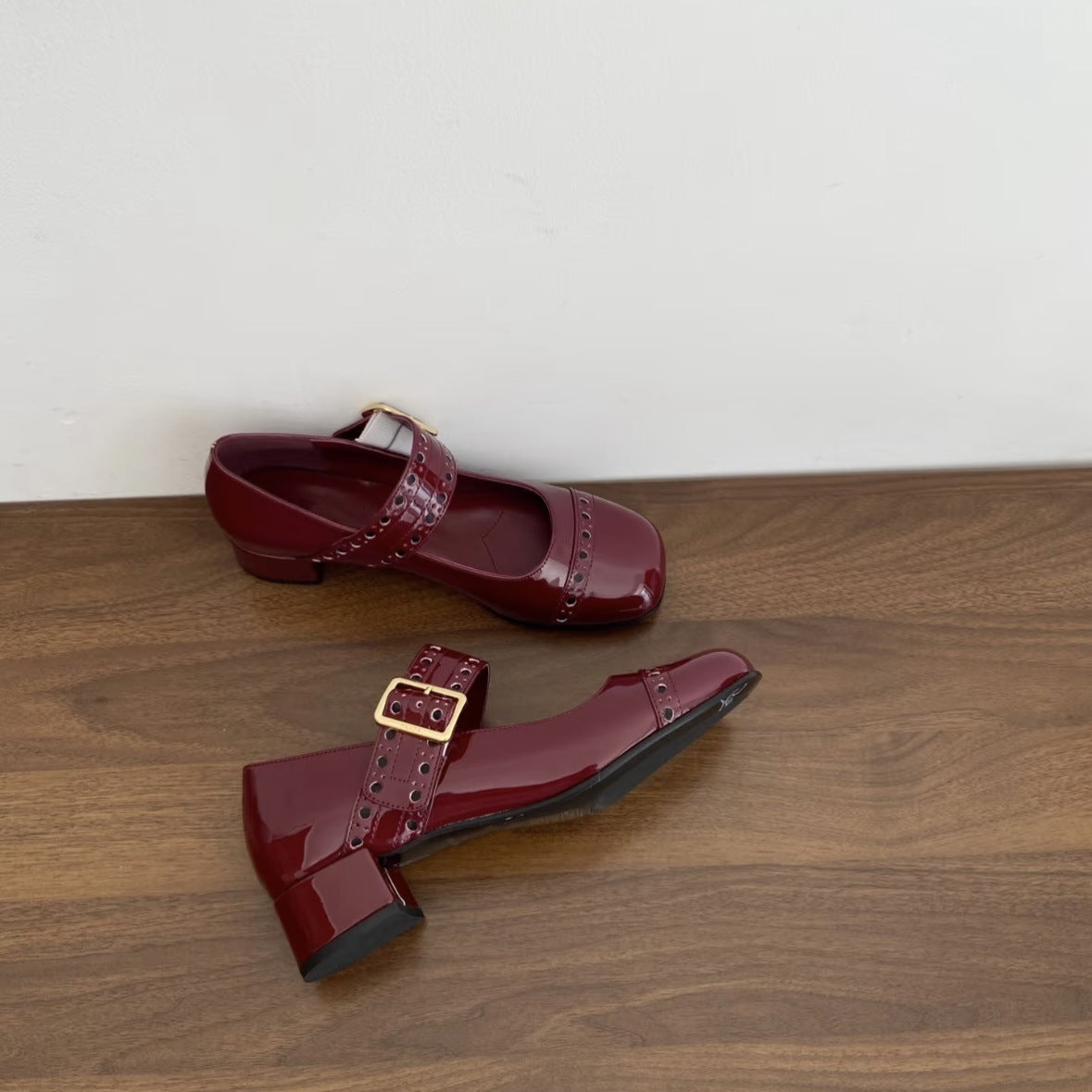 Dame dobbeltrem Mary Jane ballerinaer med dekorative spænder Stilla