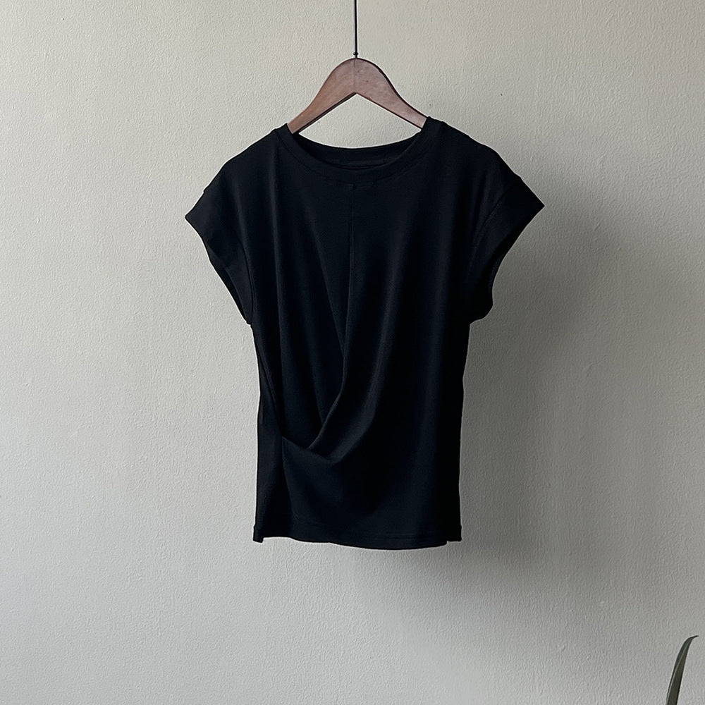 Dame afslappet kortærmet top med twist-detalje Stilla