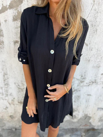 Dame afslappet skjortekjole lavet af kvalitet viscose-blanding Stilla