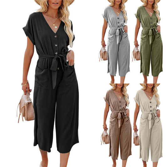 Dame Jumpsuit med V-udskæring og praktiske lommer Stilla