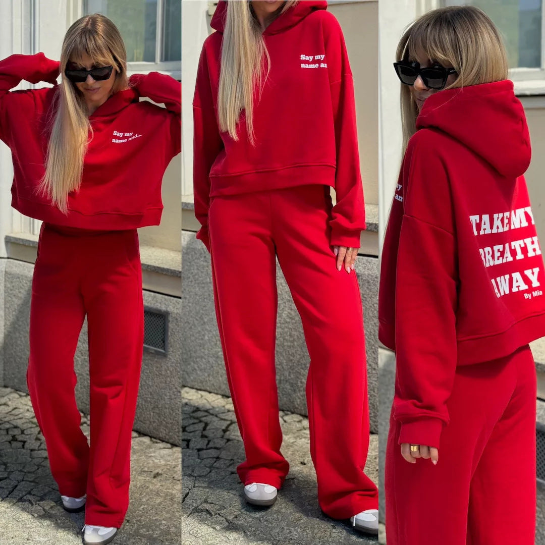 Dame afslappet hoodie og løstsiddende joggingbukser Stilla