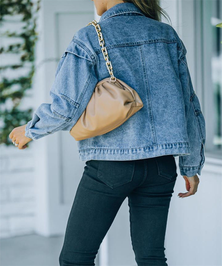 Dame Denim-jakke i afslappet oversized-snits Stilla