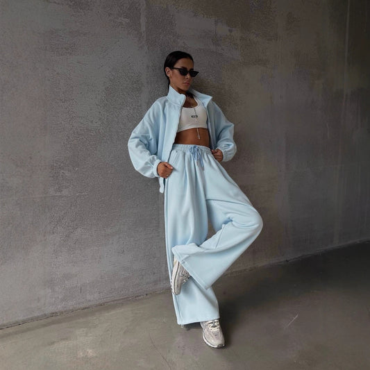 Dame afslappet fritidssæt med oversized jakke og bred talje Stilla