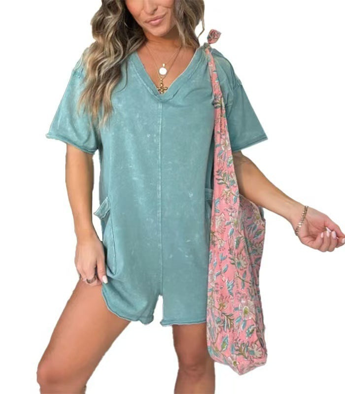 Dame Casual Oversized V-Hals Jumpsuit Stilla