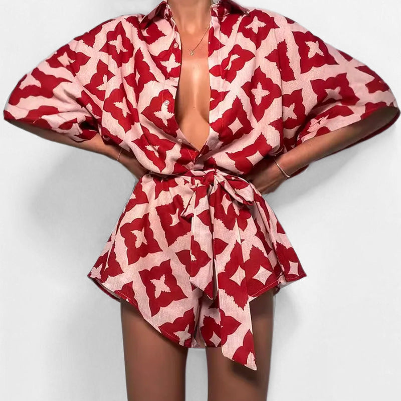 Dame afslappet Kimono-bluse med taljebånd Stilla