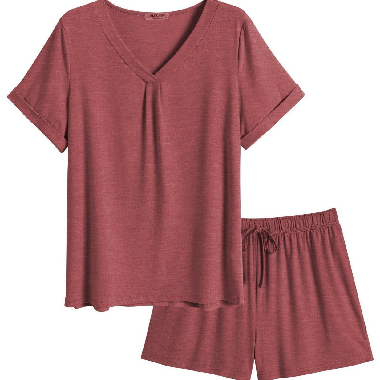 Dame afslappet Lounge-sæt med afslappet V-hals og korte ærmer Stilla