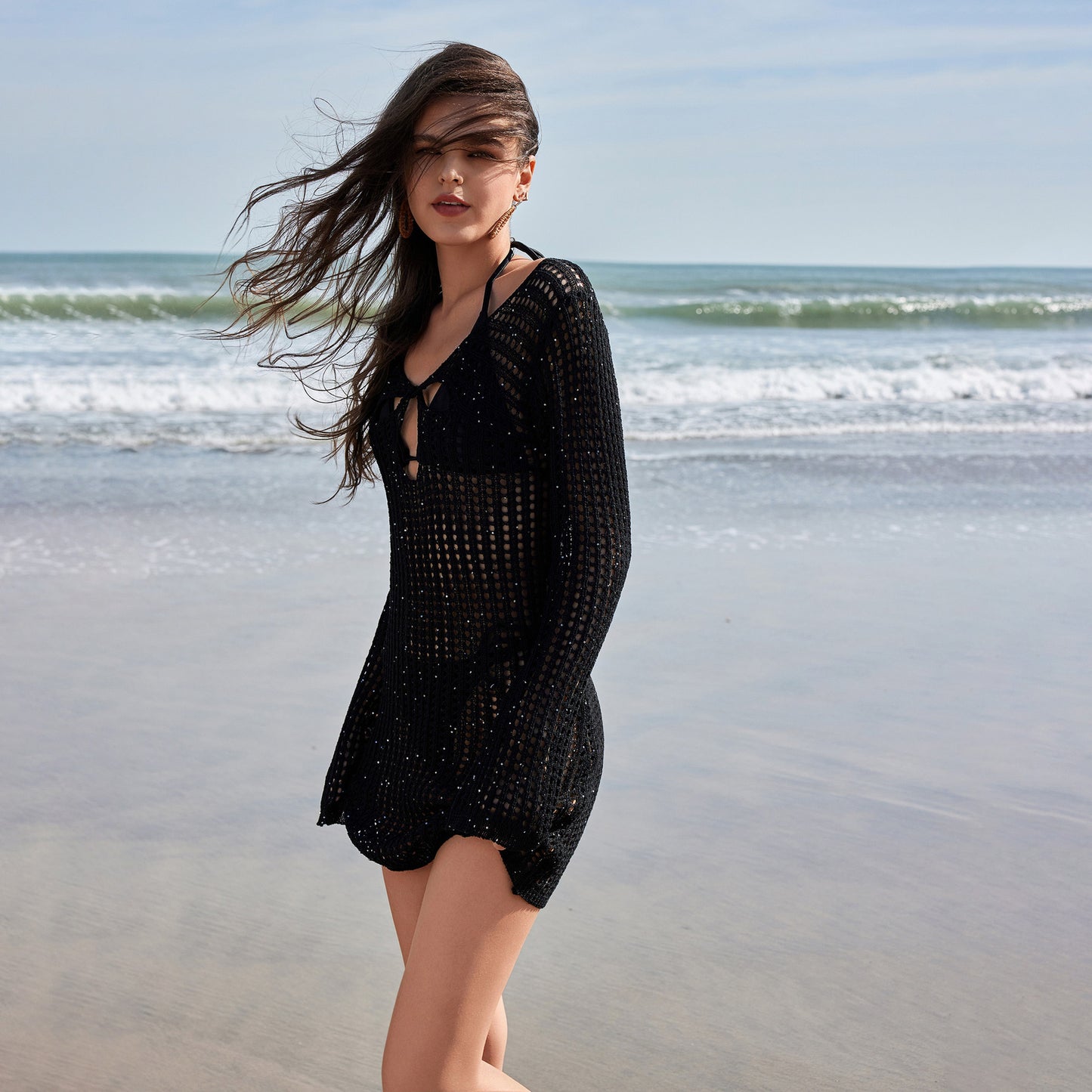 Dame Åben Strik Strandkjole Stilla