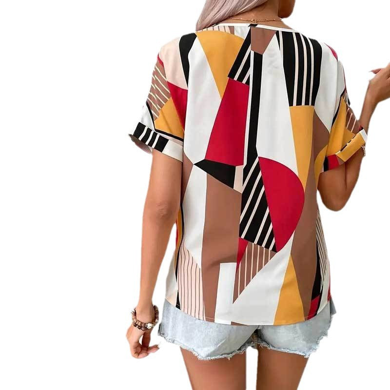 Dame Abstract Print Kortærmet Overdel Stilla