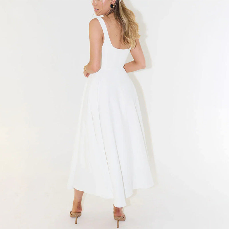 Dame Elegant A-linje kjole med firkantet udskæring og svingende skørt Stilla