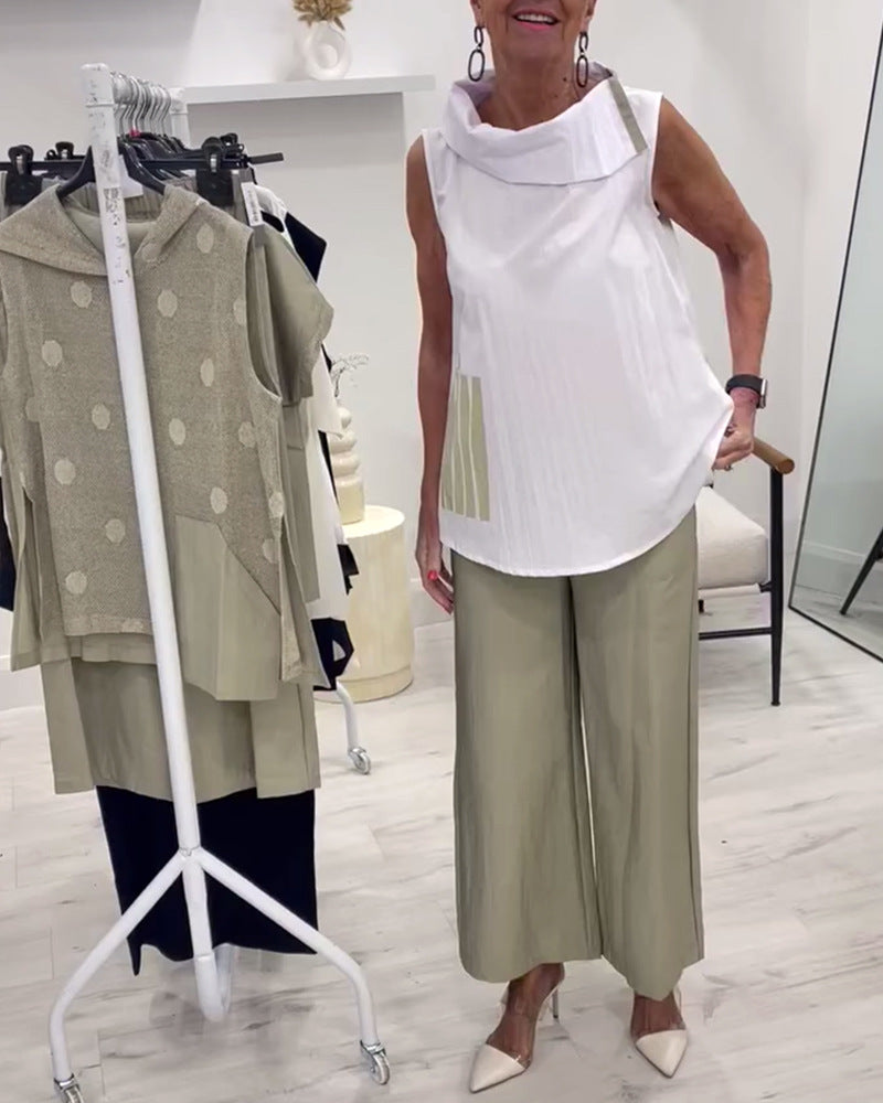 Dame elegant bluse med asymmetrisk krave og modemæssigt design Stilla