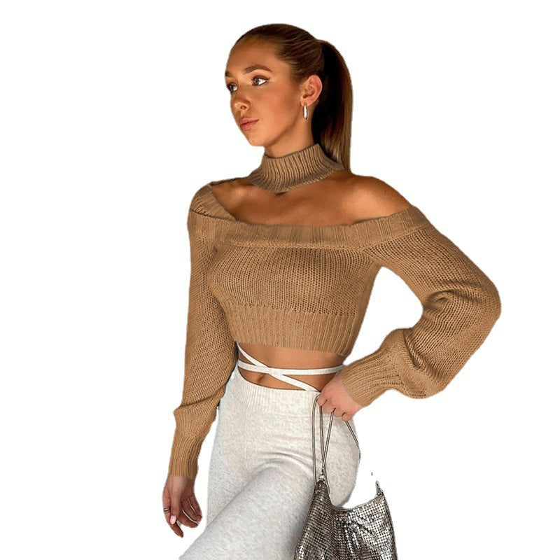 Dame Cropped Strikpullover med asymmetrisk udskæring Stilla