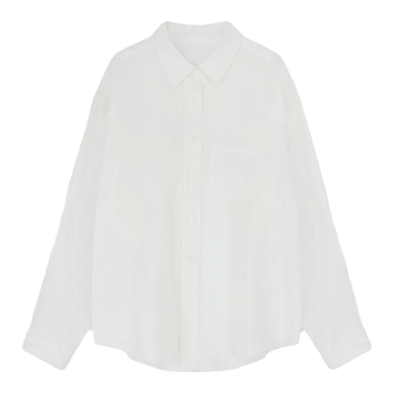 Dame afslappet linned skjorte med lommer Stilla