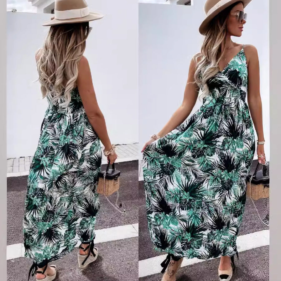 Dame A-linje Maxi Kjole med tropisk Print Stilla