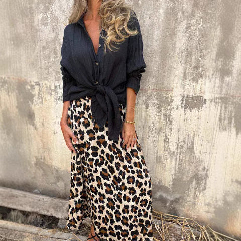 Dame Elegant Knoten-Front Maxi Nederdel Sæt Stilla